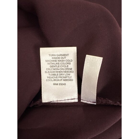 Womens Burgundy 7th Avenue Design Studio Blouse S High Neck 3/4 Sleeve Button Cu - Picture 12 of 12